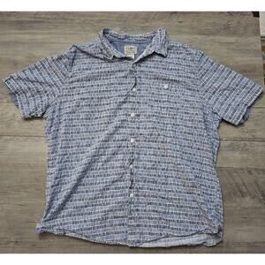 Vintage LL Bean Mens Short Sleeve Button Up Blue Shirt Regular Fit Large